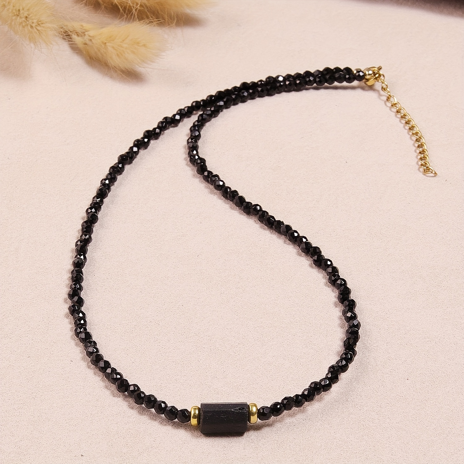 Handmade Bohemian Natural Stone Adjustable Necklace with Rectangular Pendant